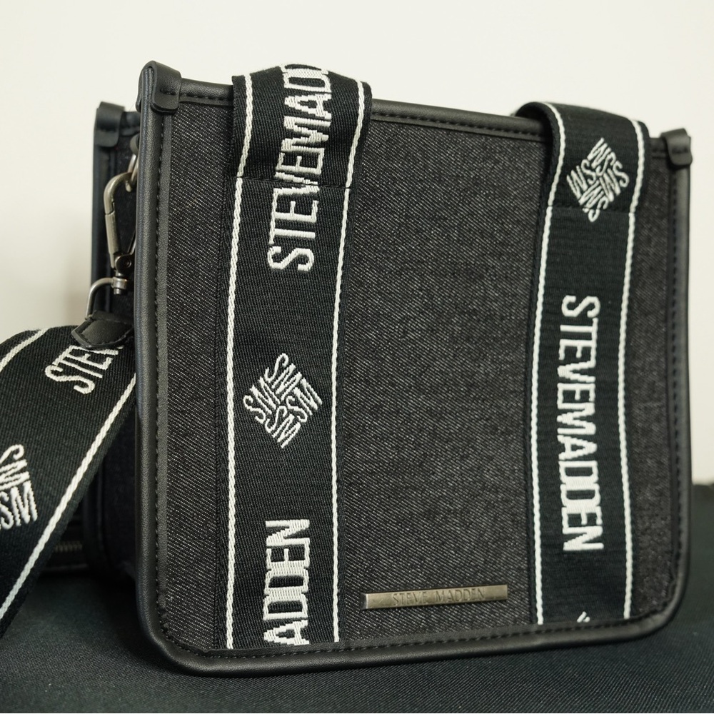 Steve Madden Black Denim Canvas Bwebber Bag